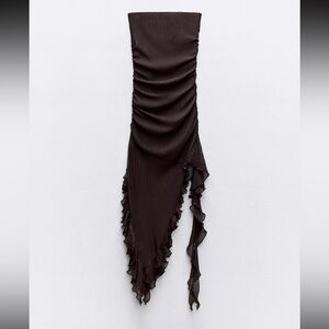 Zara Dark Brown Ruched Dress